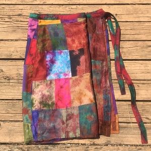 Colorful Patchwork Wrap Skirt